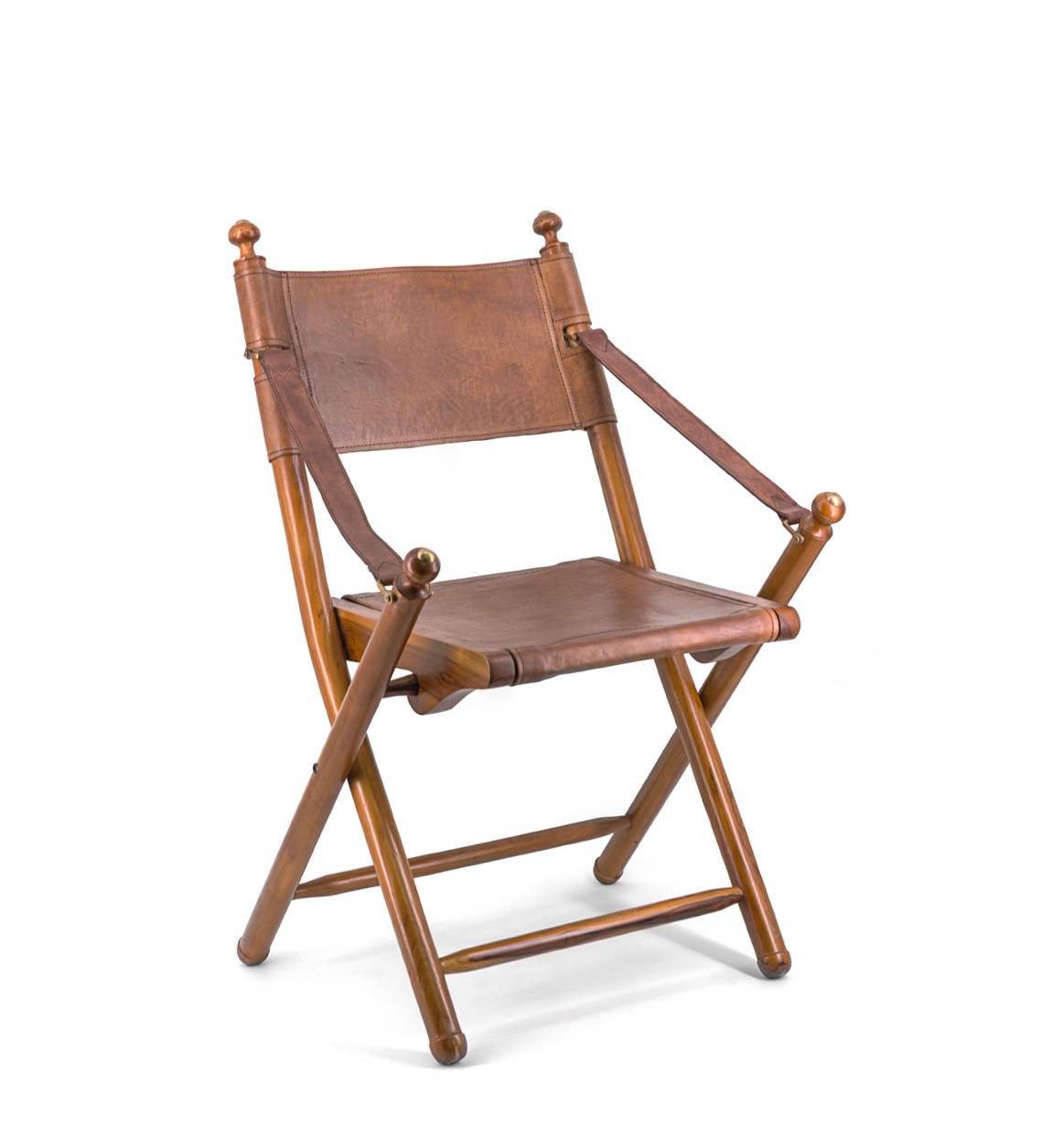 Levně Estila Luxusní skládací židle Tarlton z kůže a dřeva Poly piel