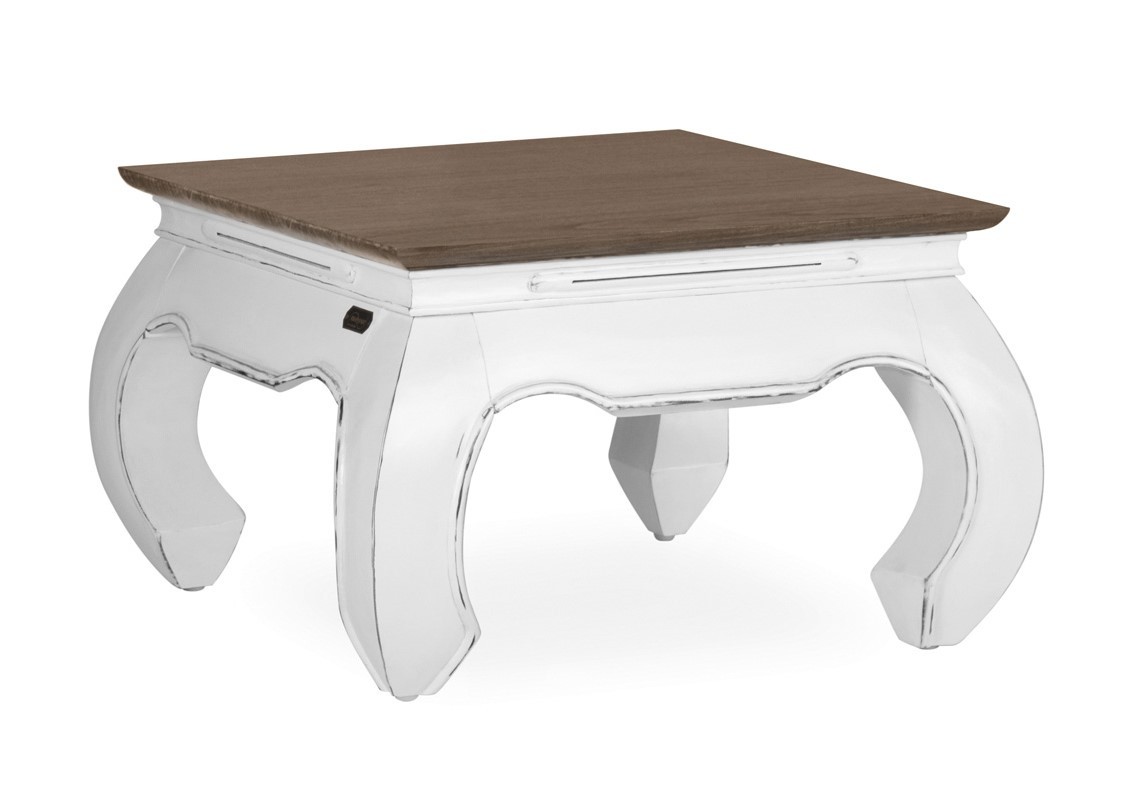 Levně Estila Koloniální luxusní konferenční stolek BLANC v bílé barvě 60cm