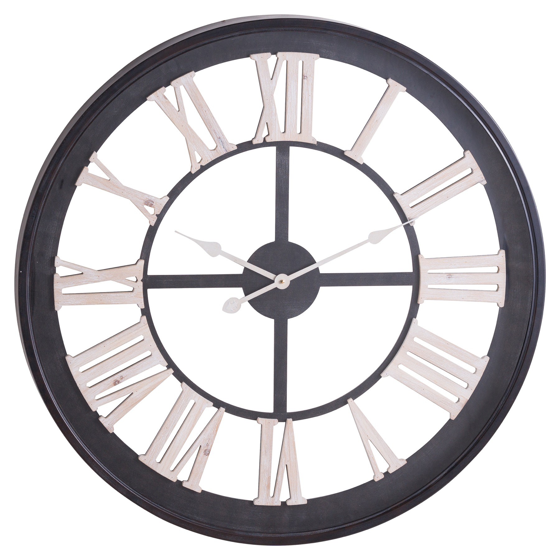 Levně Estila Industriální kulaté nástěnné hodiny Linaran s černým rámem 80cm