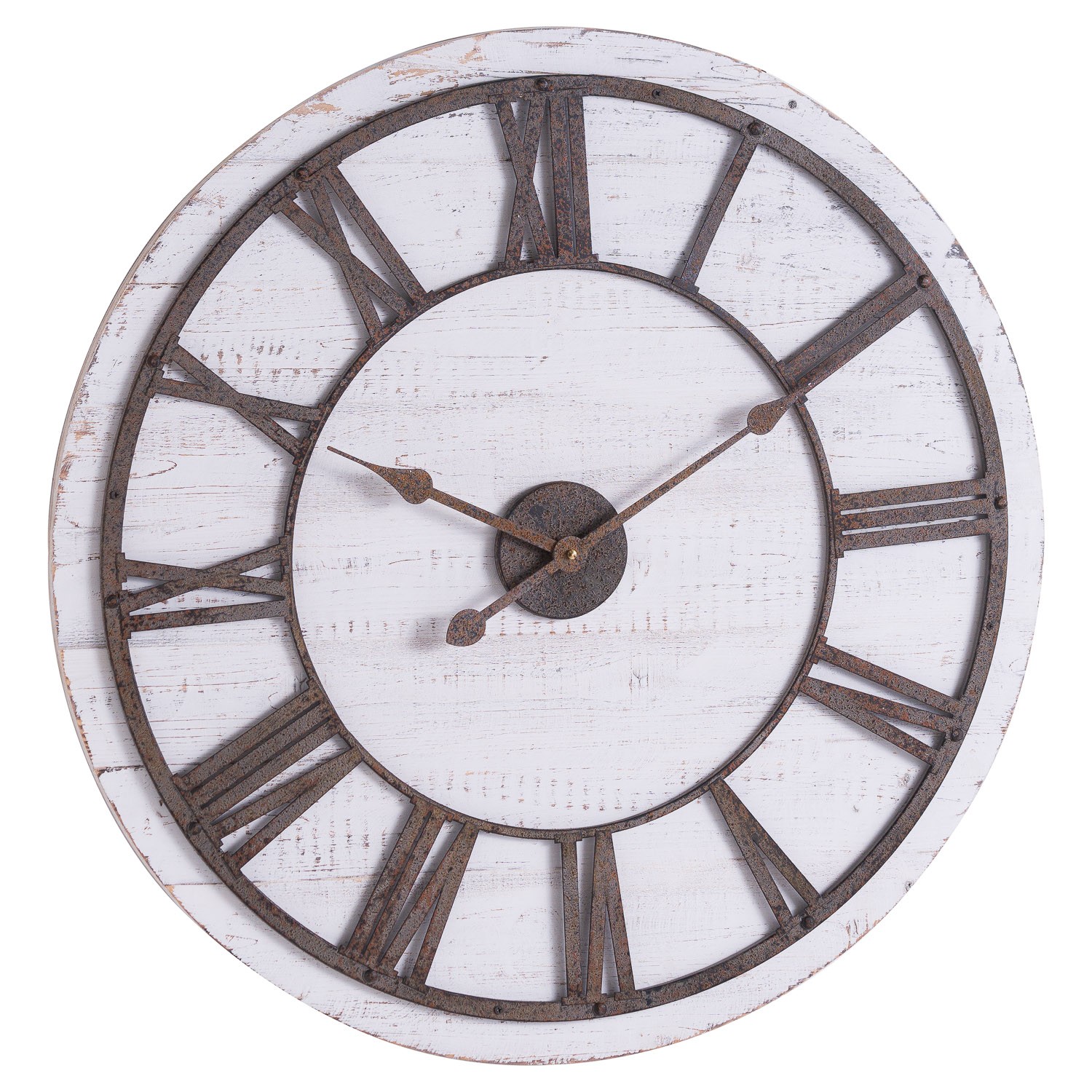 Levně Estila Industriální nástěnné hodiny Portada ze dřeva a kovu 68cm