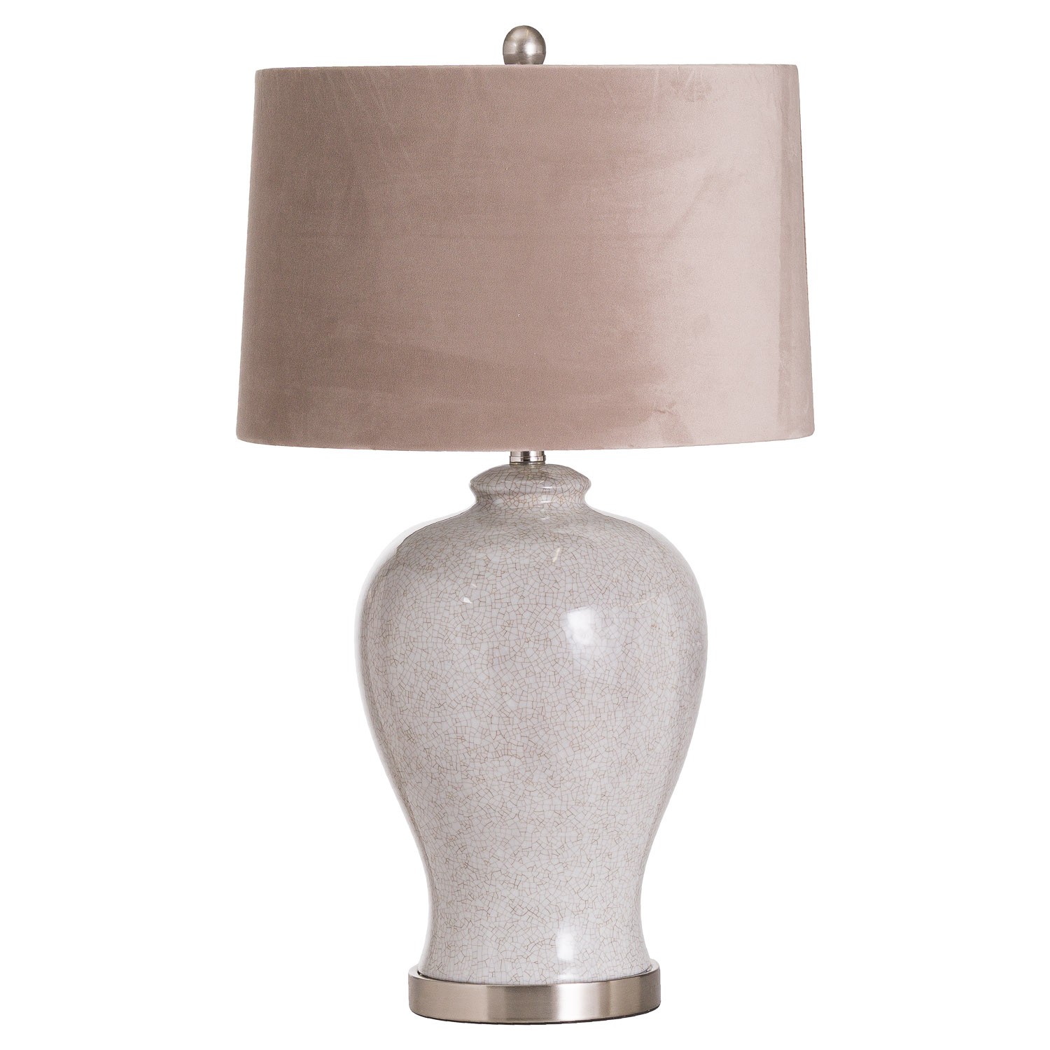 Estila Designová keramická stolní lampa Canete s jemnou glazurou a béžovým stínítkem 73cm
