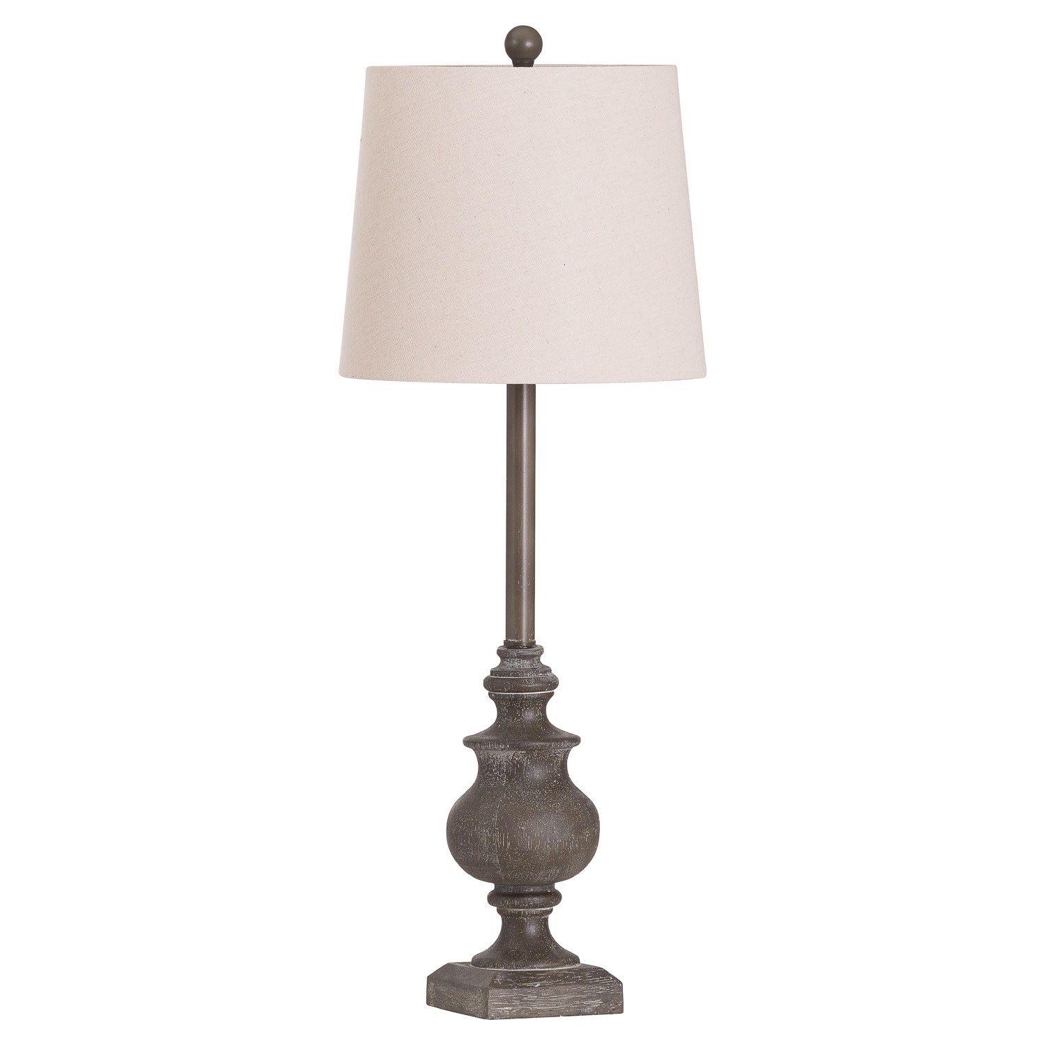 Estila Vintage vysoká stolní lampa Pombo s podstavcem z pryskyřice a krémovým kruhovým stínidlem 82cm