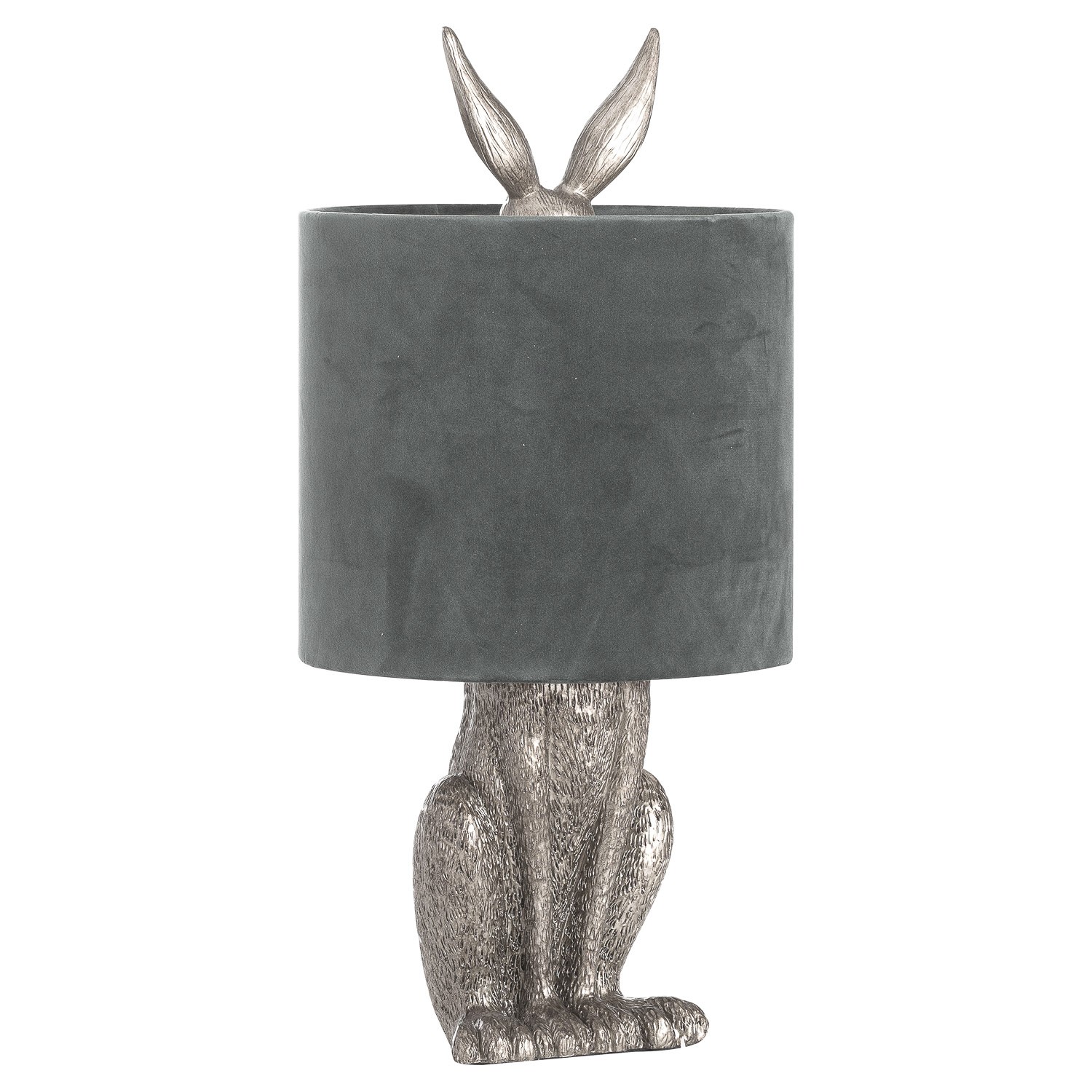 Estila Designová stolní lampa Jarron Silver s podstavcem ve tvaru králíka as černým stínítkem 50cm