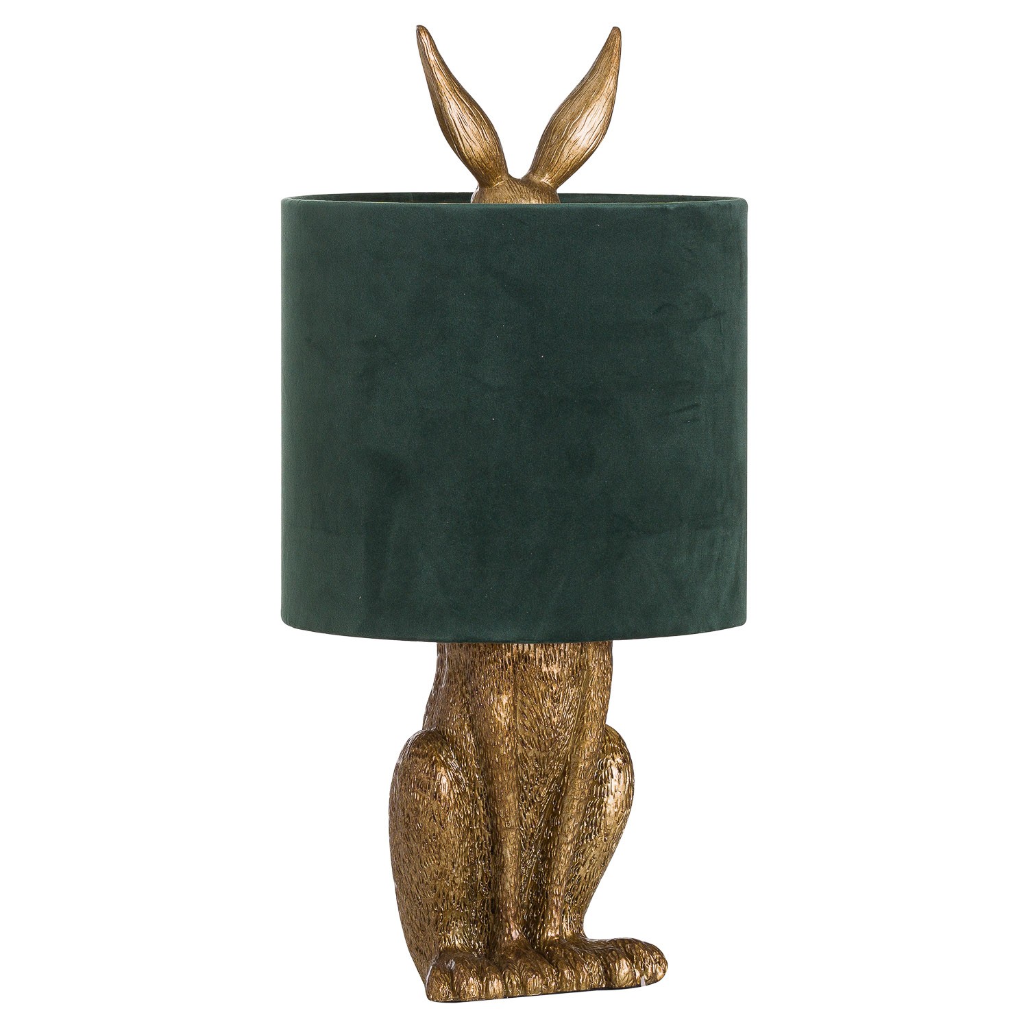 Levně Estila Designová stolní lampa Jarron Gold s podstavcem ve tvaru králíka a se zeleným stínítkem 50cm