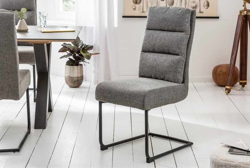 Levně Estila Industriální židle Galle s tmavě šedým čalouněním a kovovou konstrukcí