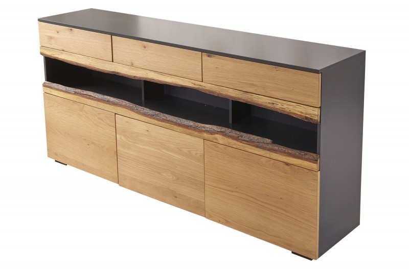 Estila Masivní dubová komoda Lush Oak v šedě-hnědém odstínu s dvířky a zásuvkami 180cm