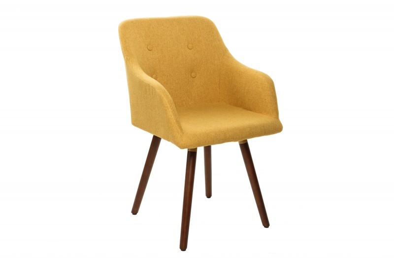 Levně Estila Retro žlutá židle Scandinavia s dřevěnými nohami 85cm