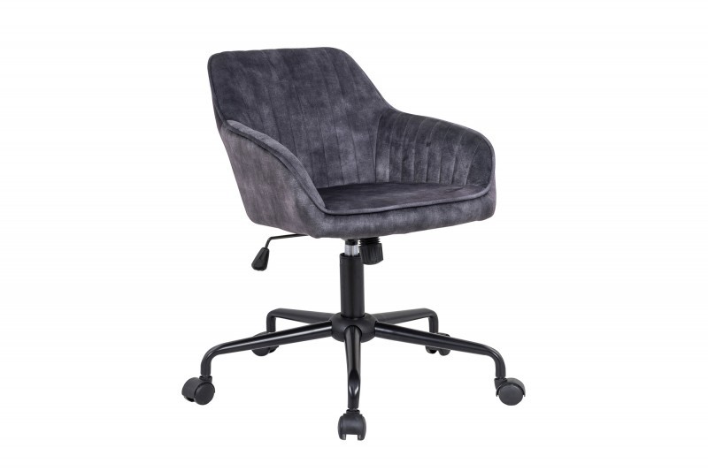 Levně Estila Moderní otočná kancelářská židle Vittel v šedém potahu s kovovými nohami na kolečkách 89cm
