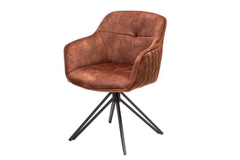 Estila Moderní hnědá otočná židle Marmol s kovovými nohami 82cm