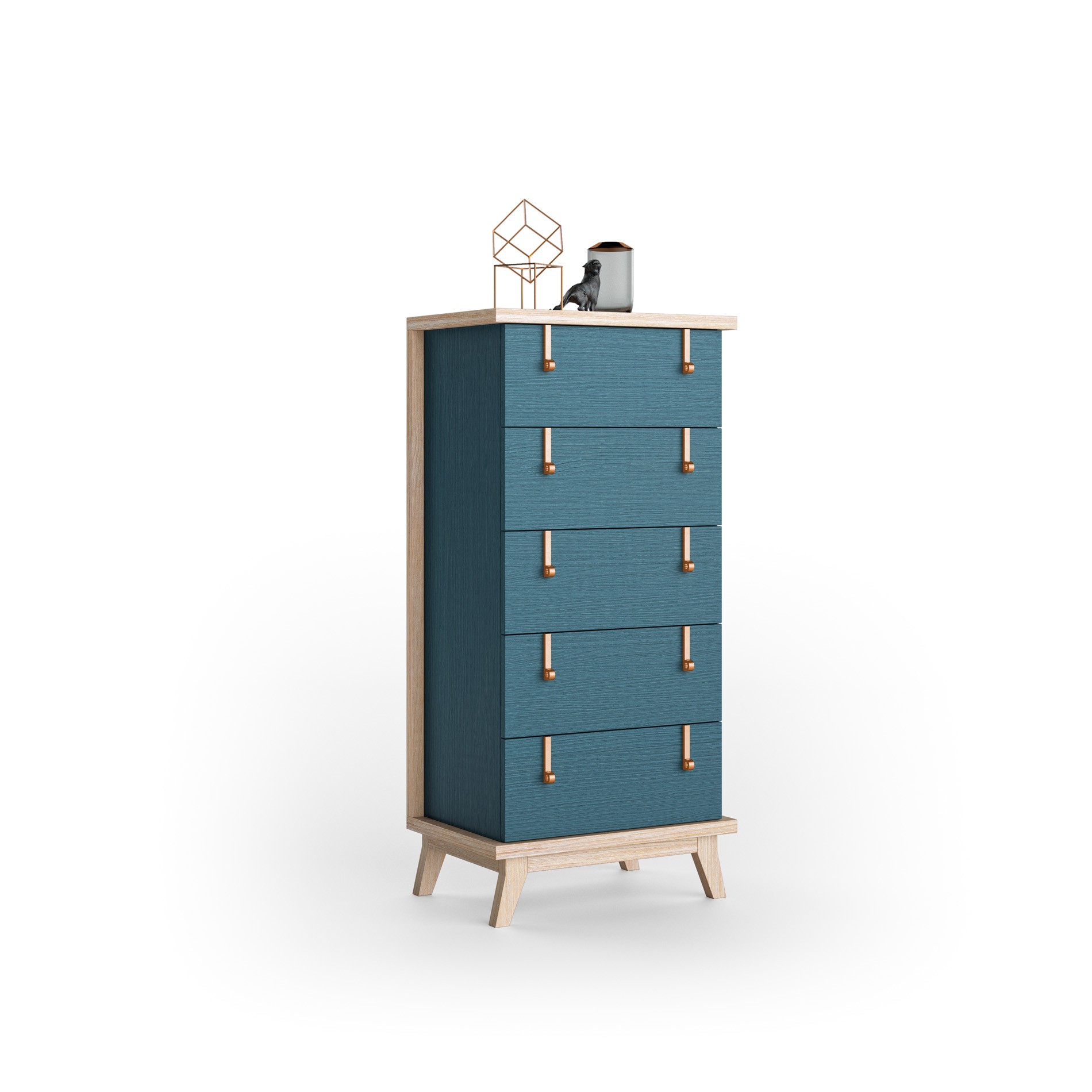 Estila Exkluzivní vysoká komoda Sajonia z masivního dřeva s pěti zásuvkami 133cm