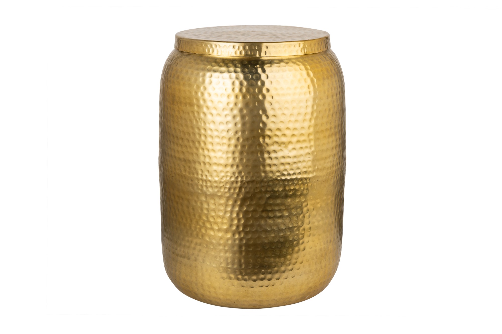 Estila Moderní kruhový příruční stolek Siliguri ve zlatém odstínu s kladívkovým povrchem 35cm