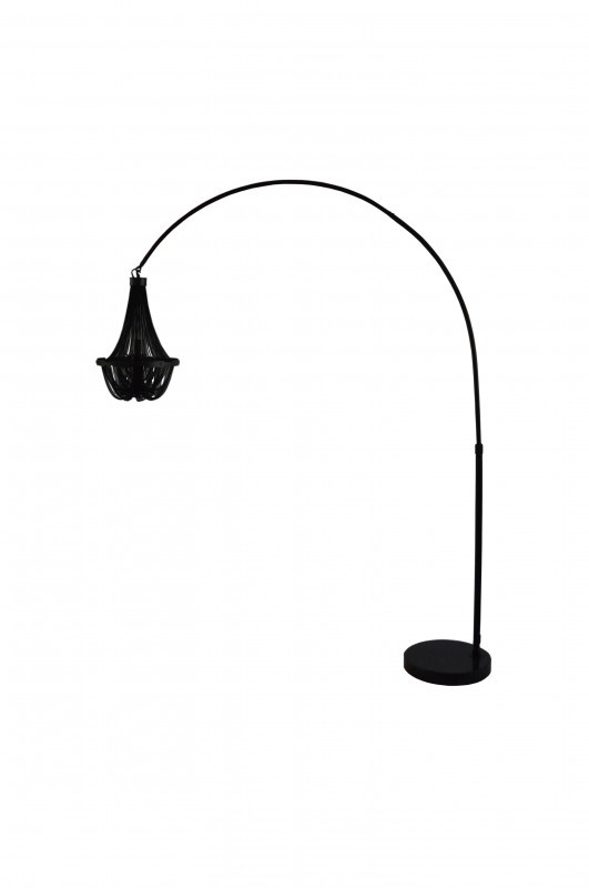 Estila Moderní stojací lampa Lincoln černé barvy z jemných kovových řetězů 189-204cm