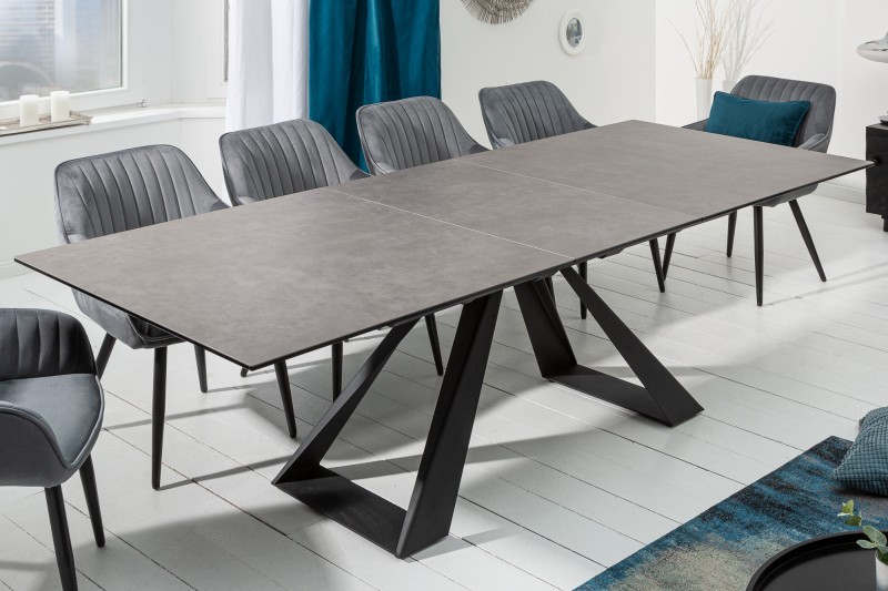 Levně Estila Designový rozkládací jídelní stůl šedohnědý Laguna s černými kovovými nohami 180 / 230cm