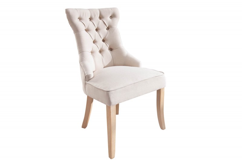 Levně Estila Chesterfield jídelní židle Torino s chesterfield prošíváním v bílé barvě a klepadlem 96cm