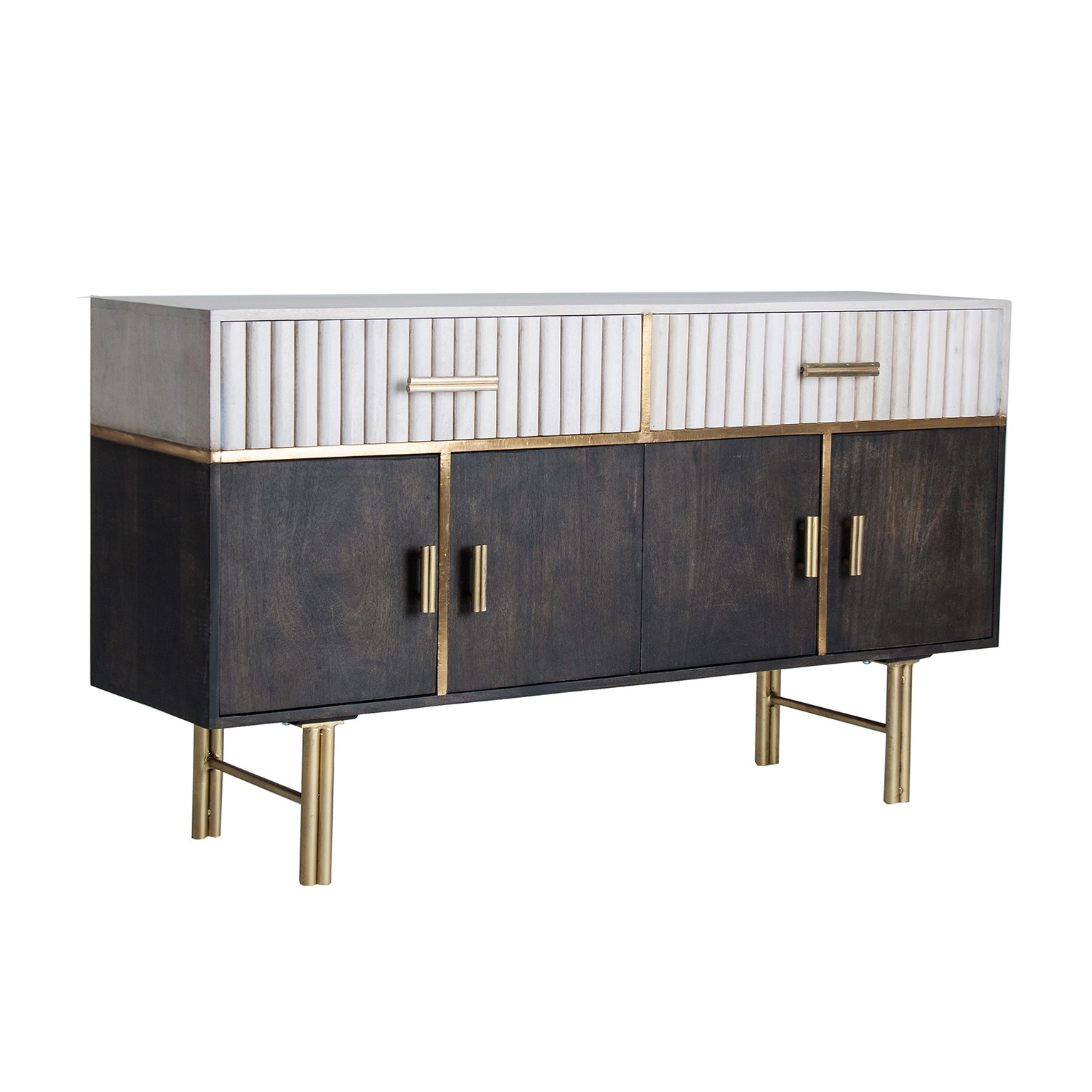 Estila Art-deco luxusní komoda Glees z mangového dřeva se zlatými prvky 153cm