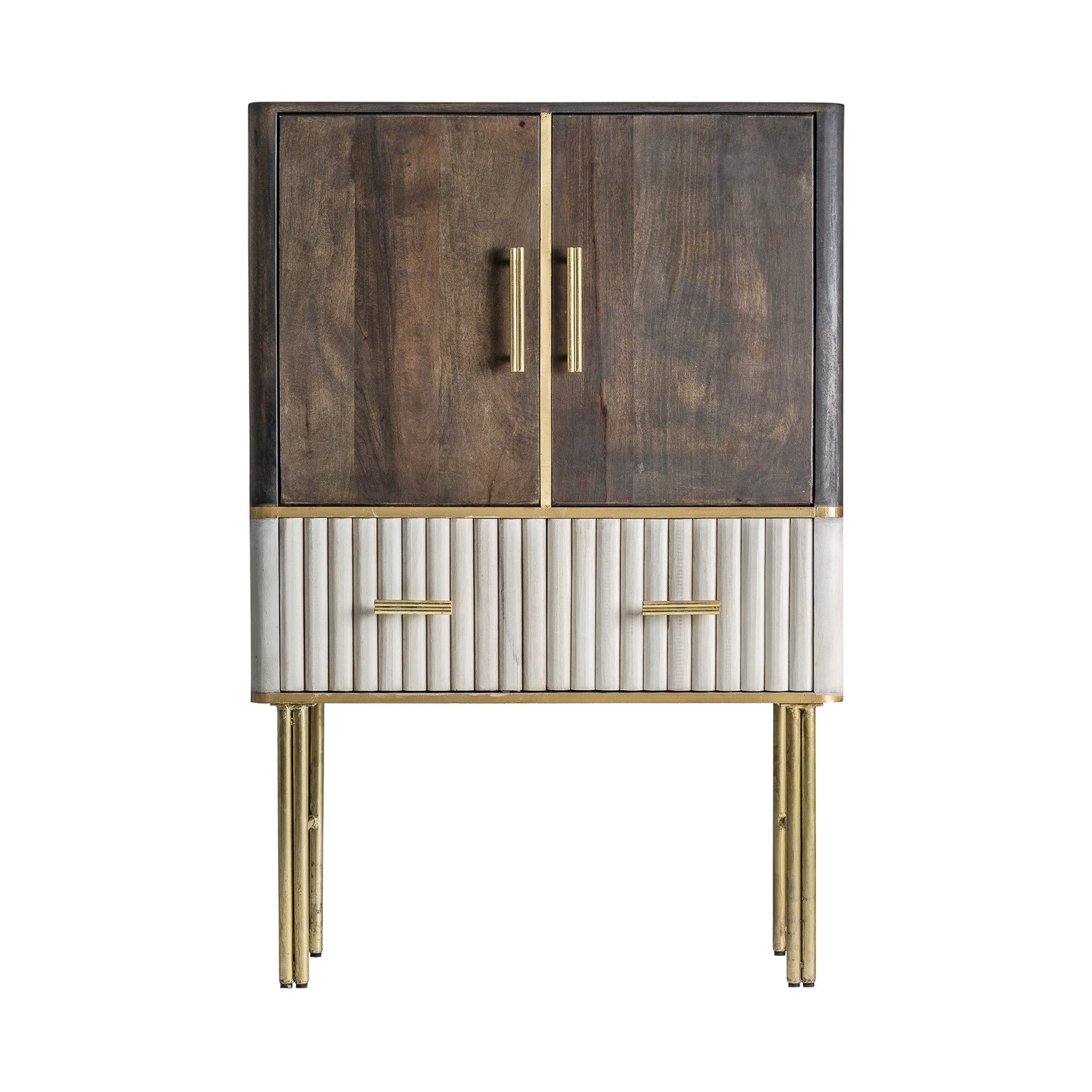 Estila Art-deco luxusní hnědo-bílá komoda Glees na vysokých nožičkách 149cm