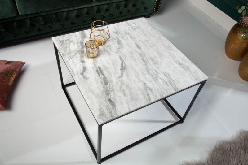 Estila Art-deco stylový konferenční stolek Elements Blanc z leštěného mramoru 50cm