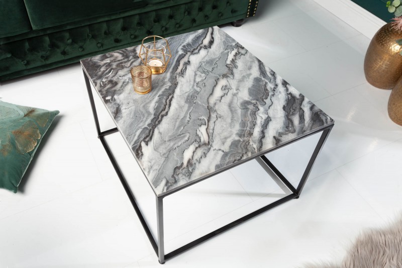 Levně Estila Art-deco designový konferenční stolek Elements Gris z leštěného mramoru 50cm