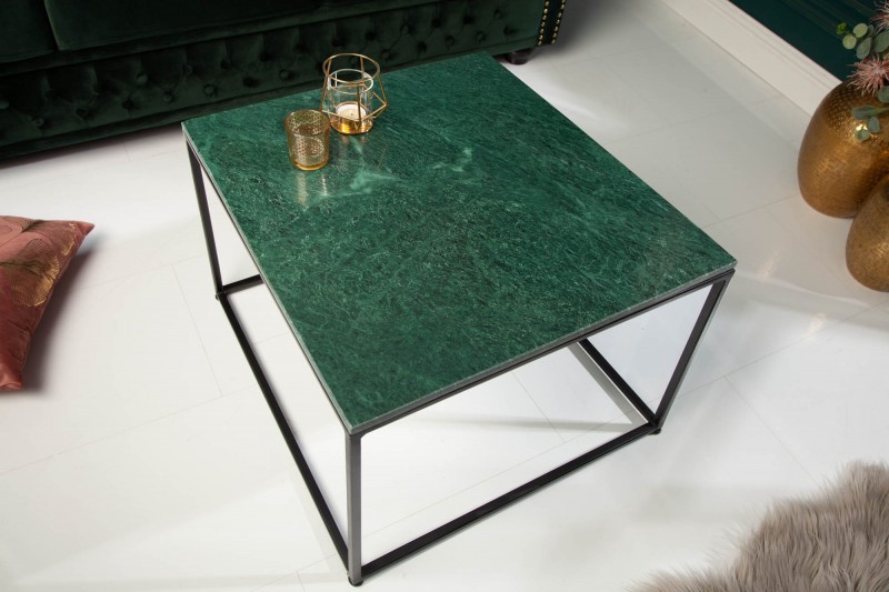 Levně Estila Art-deco designový konferenční stolek Elements z mramoru v zelené barvě 50cm
