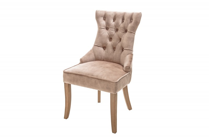 Levně Estila Stylová židle Torino s Chesterfield prošíváním se sametovým potahem hnědé barvy s klepadlem 96cm