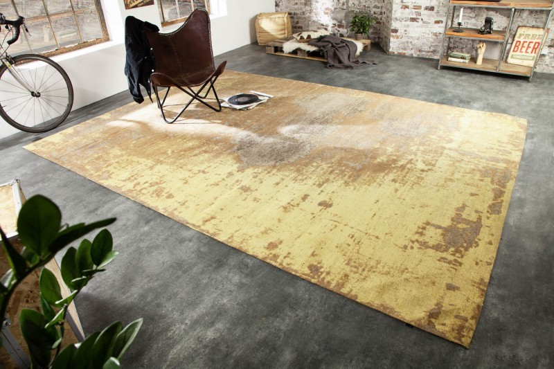 Levně Estila Orientální vkusný koberec Adassil žluté barvy s industriálním nádechem 350cm