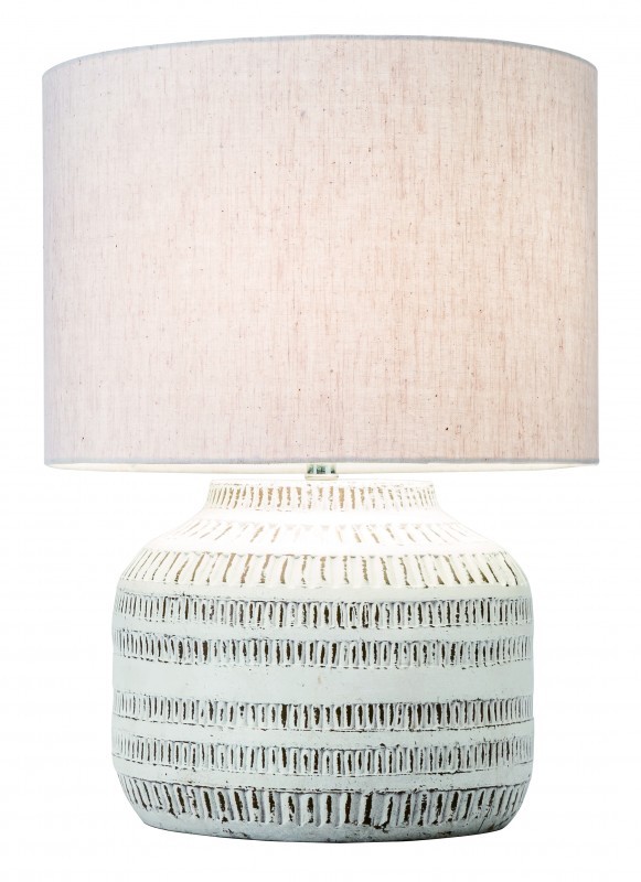 Estila Provensálská terakotová noční lampa Ramalazo s jutovým stínítkem v přírodním odstínu 47cm