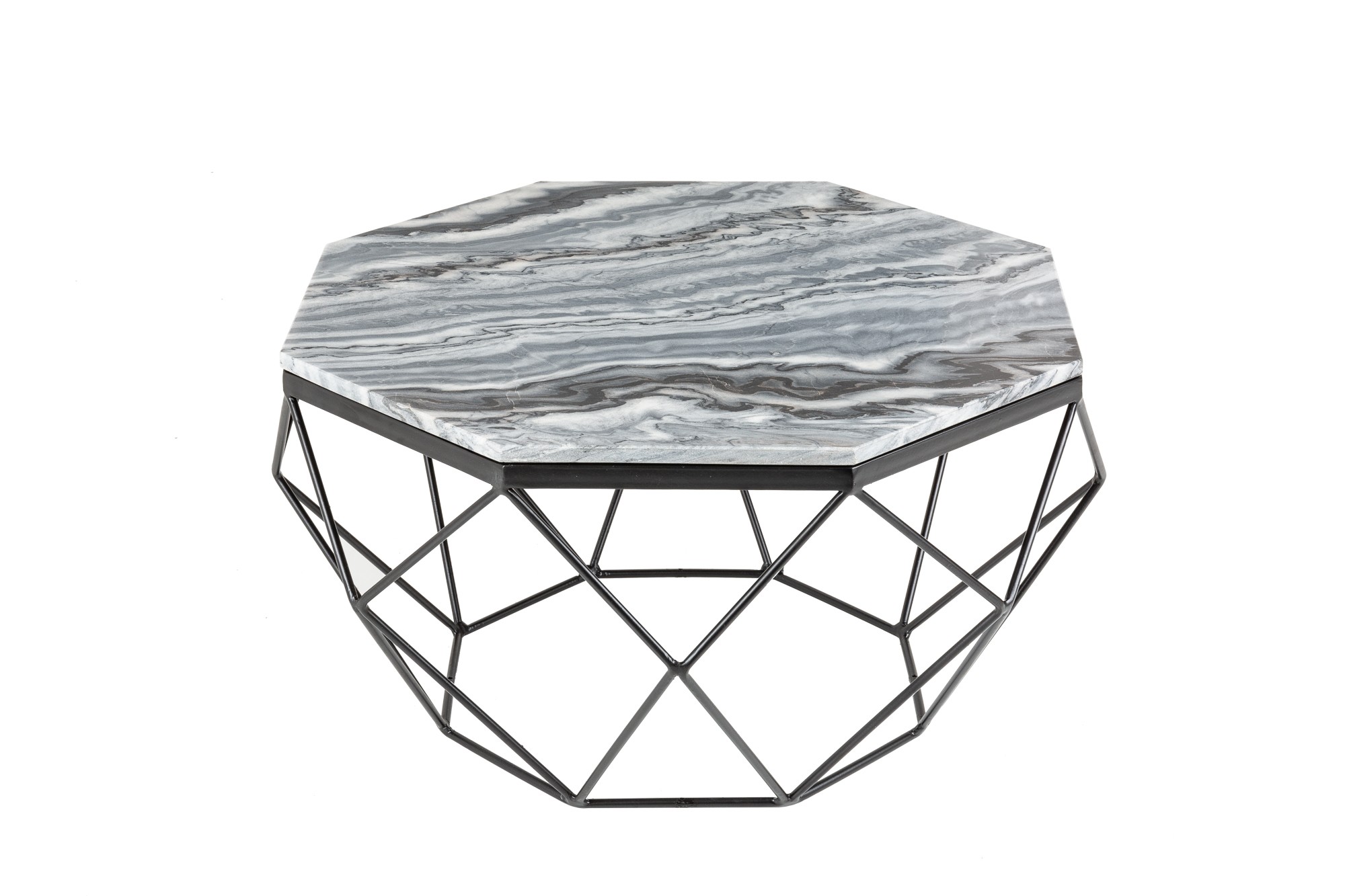 Levně Estila Art-deco stylový konferenční stolek Adamantino s šedou mramorovou deskou a černou konstrukcí 69cm