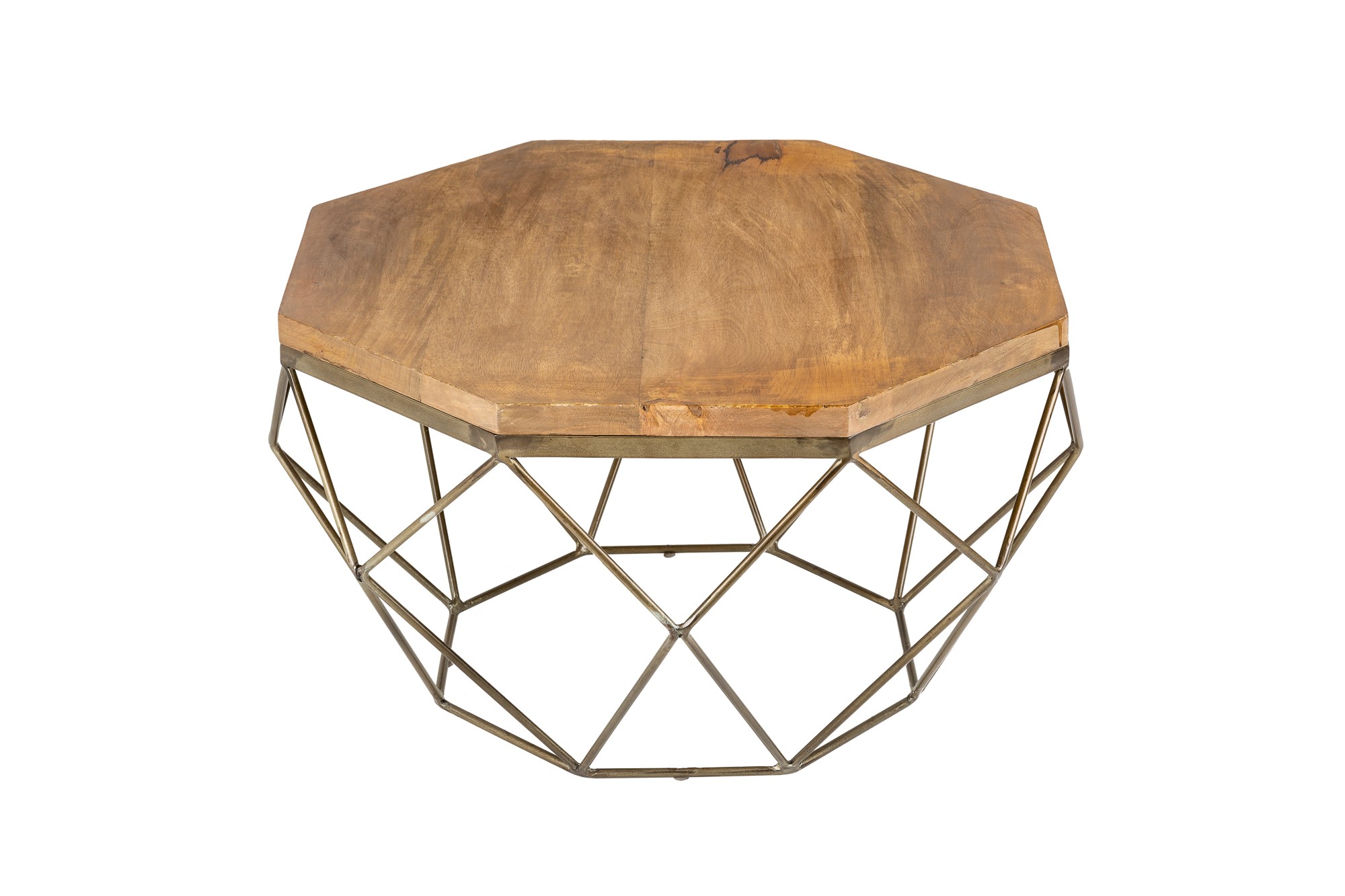 Levně Estila Art-deco jedinečný konferenční stolek Adamantino s dřevěnou deskou a kovovou konstrukcí ve tvaru diamantu 69cm