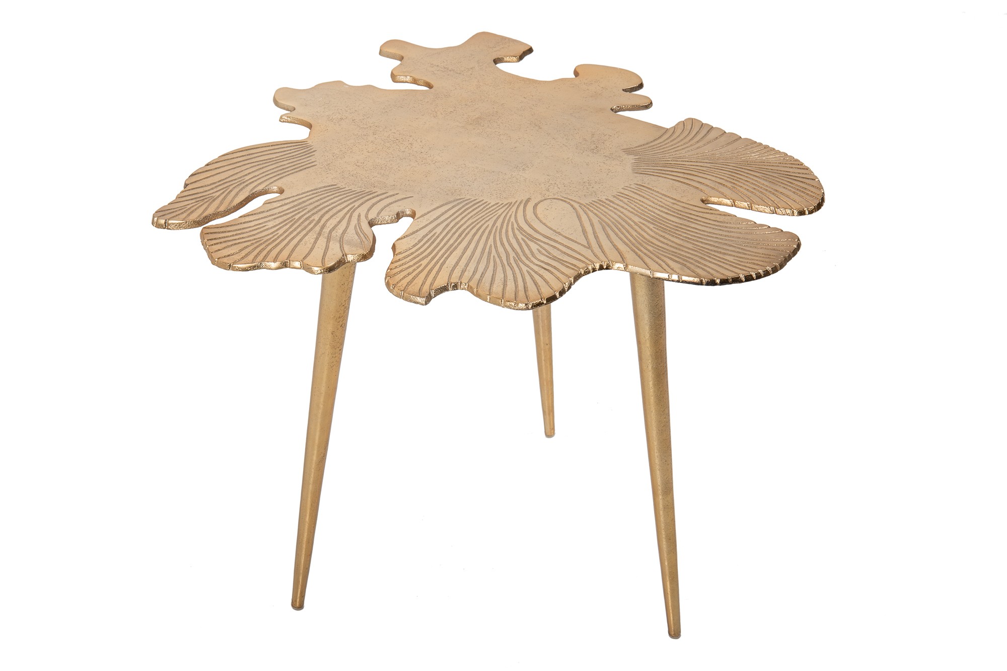 Levně Estila Art-deco zlatý příruční stolek hojily ve tvaru listu 42cm