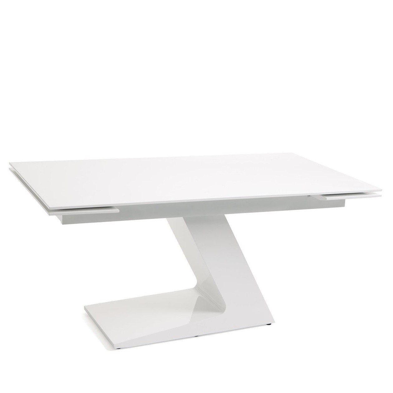 Levně Estila Bílý lesklý moderní rozkládací jídelní stůl VITO 160 (220) cm