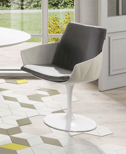 Levně Estila Bílá futuristická moderní otočná židle VITO bílá