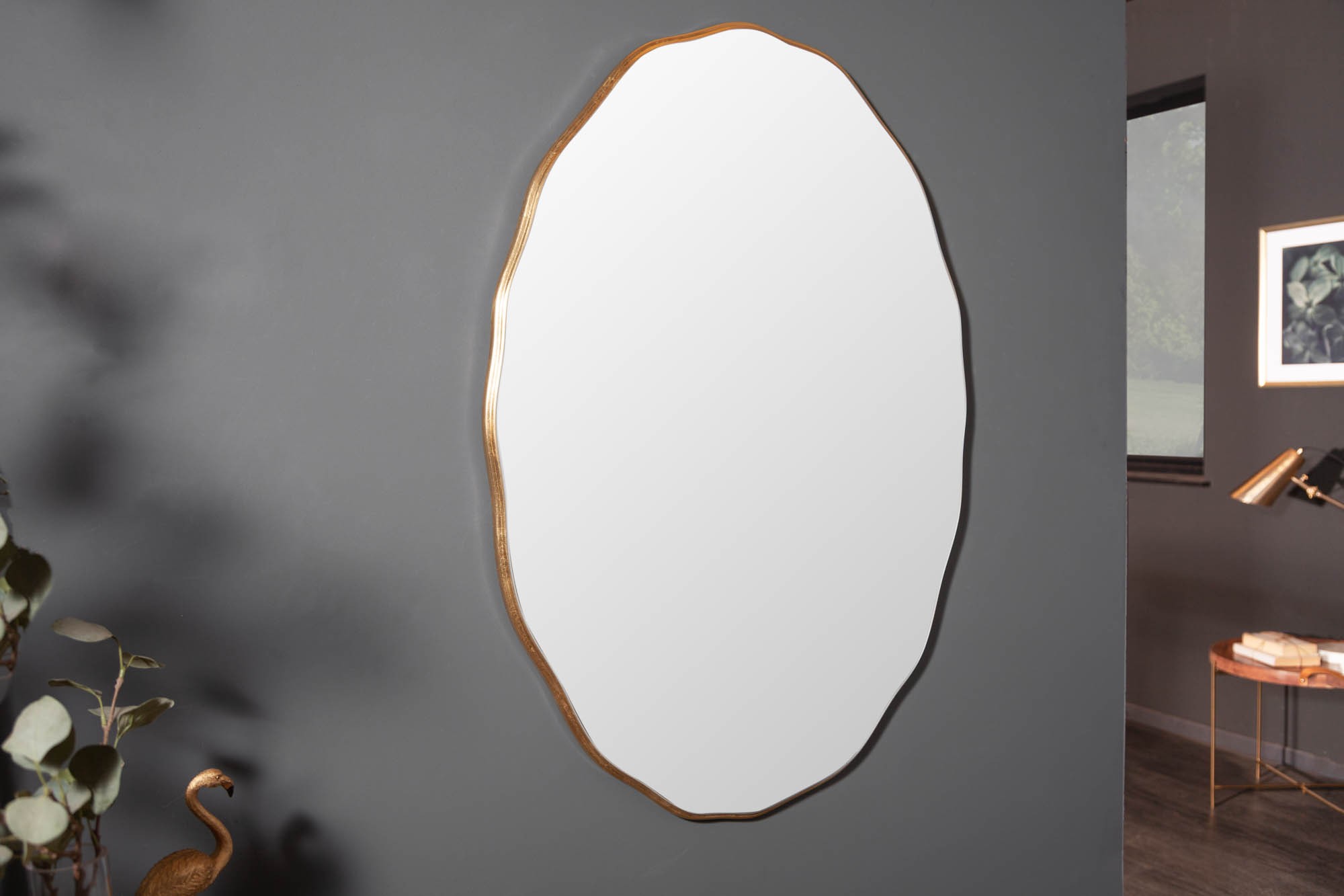 Levně Estila Art-deco moderní oválné nástěnné zrcadlo Simplifica ve vkusném rámu 100cm