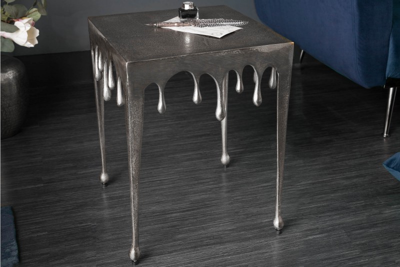 Estila Art-deco příruční stolek Liquid Line stříbrný 44cm