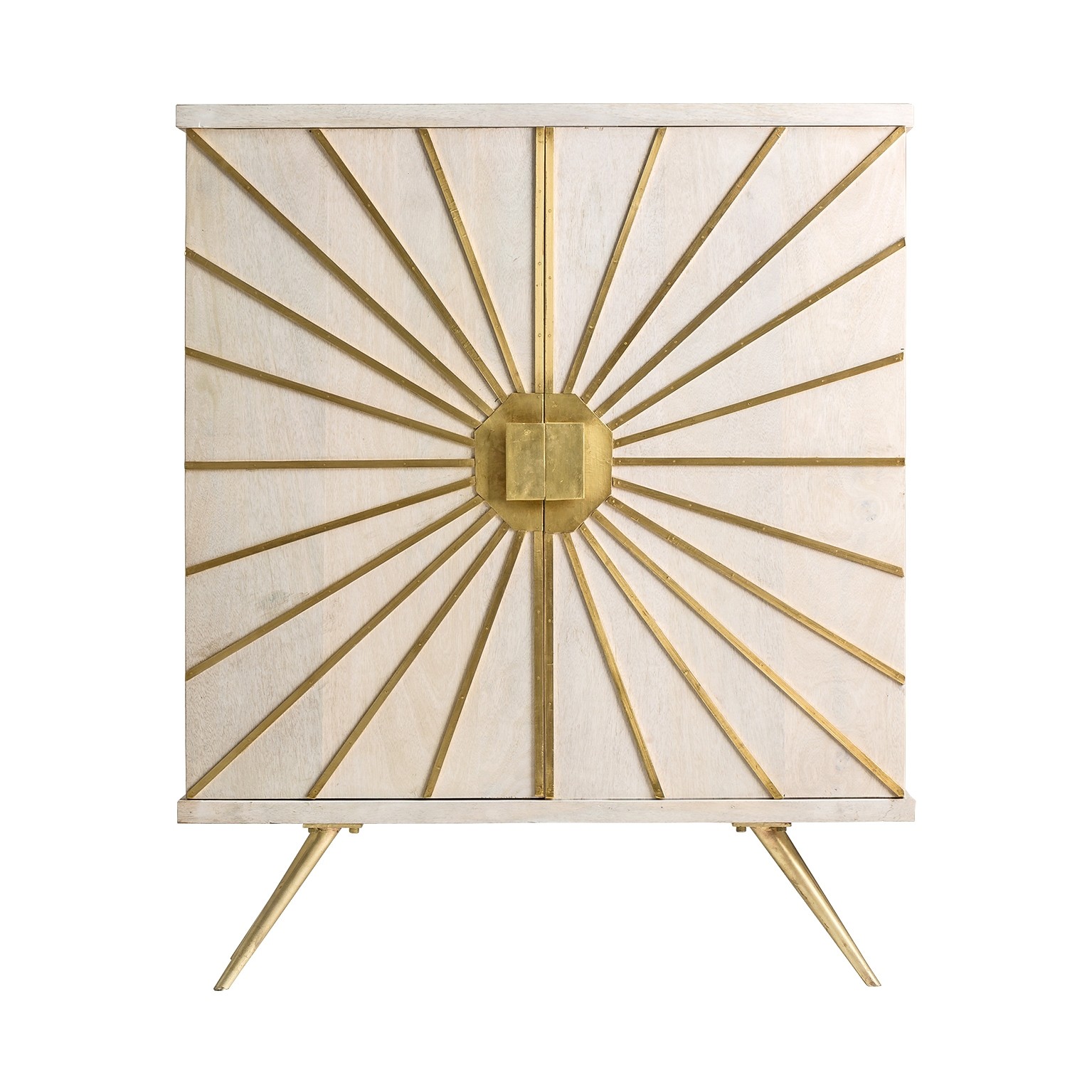 Estila Art-deco luxusní komoda Prem v bílem krémovém odstínu se zlatými prvky 96cm