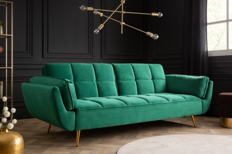 Levně Estila Art-deco designová sedačka Rimadea v smaragdových barvě 215cm
