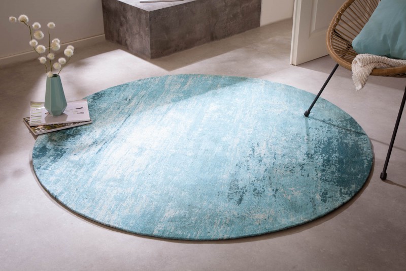Levně Estila Retro designový kruhový koberec Adassil tyrkysové barvy 150cm