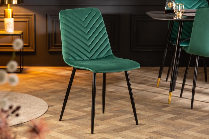 Estila Retro designová jídelní židle Forisma se zeleným sametovým potahem 87cm