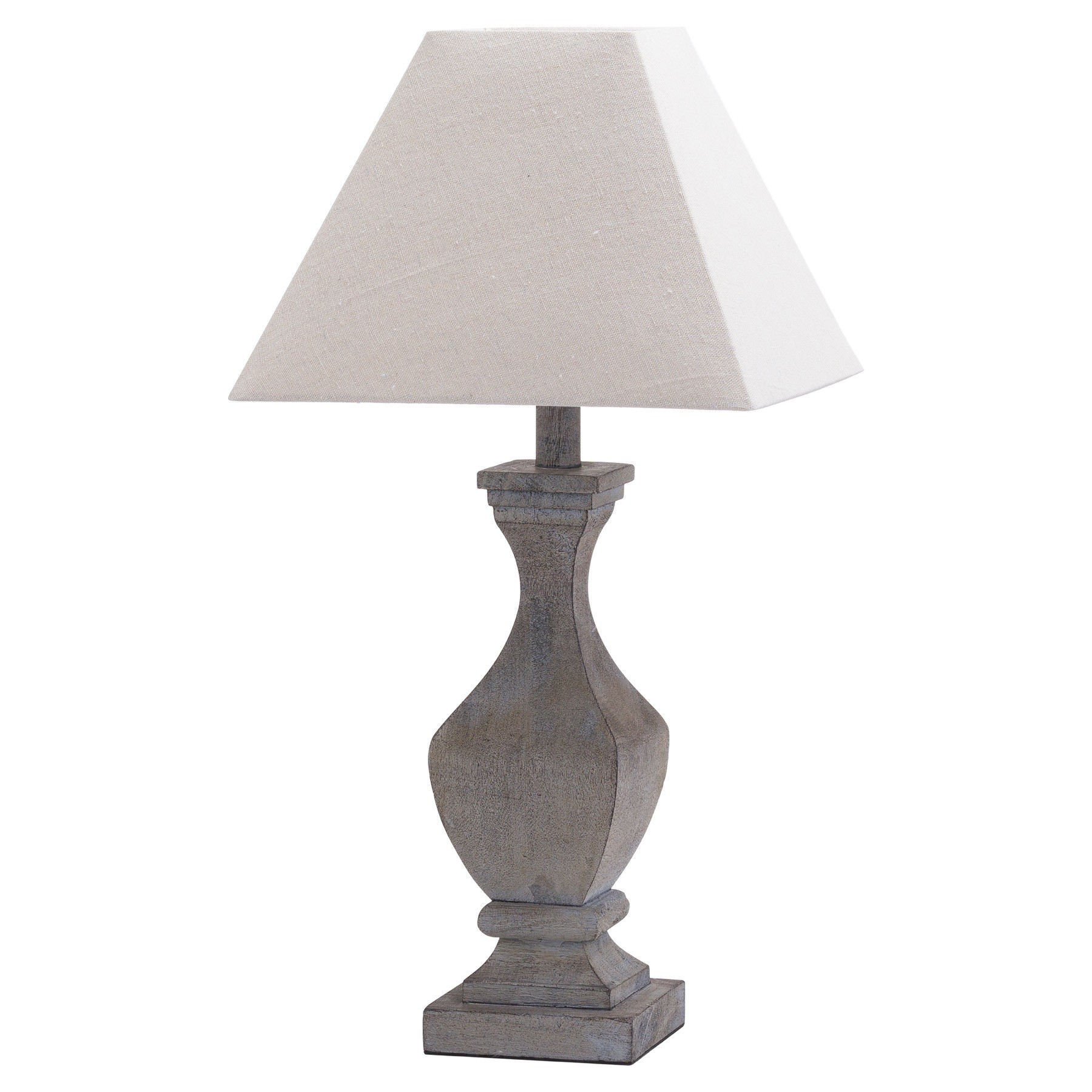 Estila Stylová Venkovská stolní lampa Woody z masivu s off white bílým hranatým stínítkem 53cm