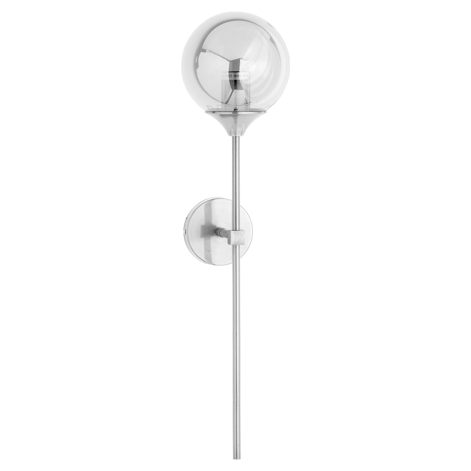 Estila Designová kovová nástěnná lampa Globe stříbrné barvy s kouřovým motivem 85cm