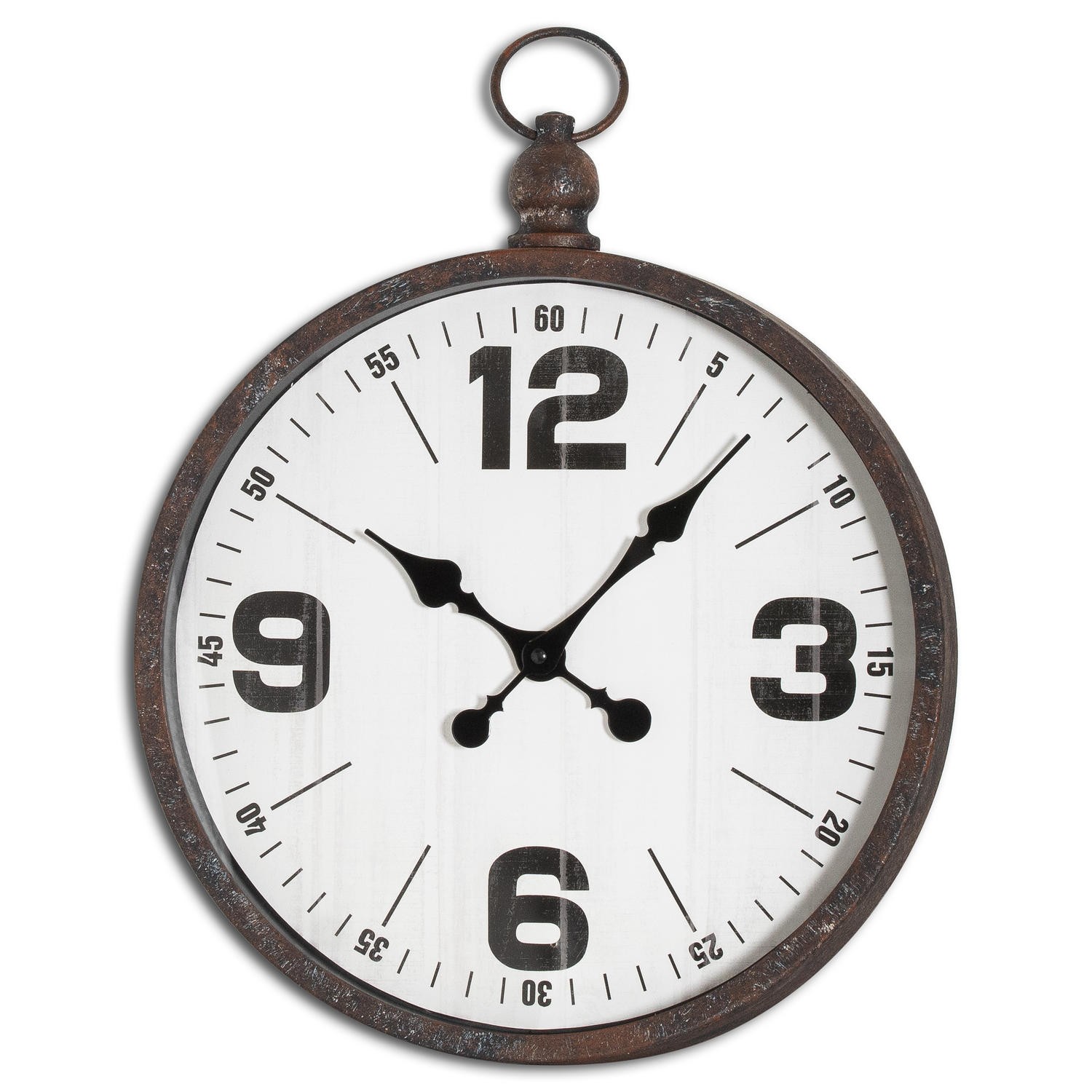 Levně Estila Retro designové kulaté nástěnné hodiny Nomad s černým rámem z kovu 49cm