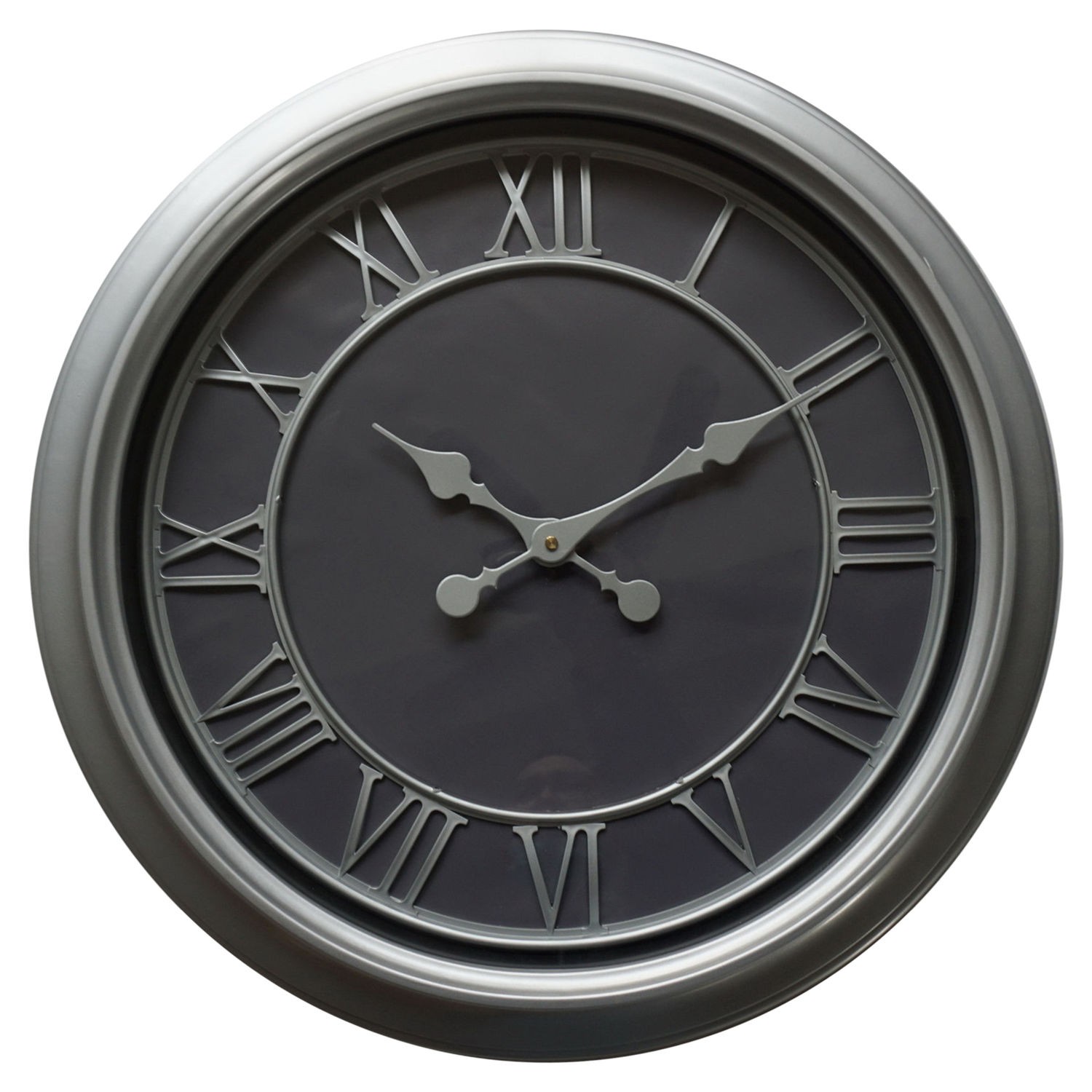 Levně Estila Moderní nástěnné hodiny Denya kruhového tvaru v černo-stříbrném provedení 59cm