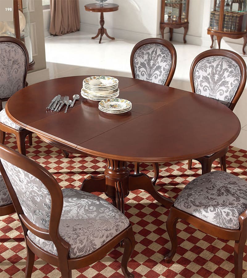 Estila Luxusní kulatý rustikální klasický rozkládací jídelní stůl CASTILLA Chippendale I 115-155cm ručně vyřezávaný