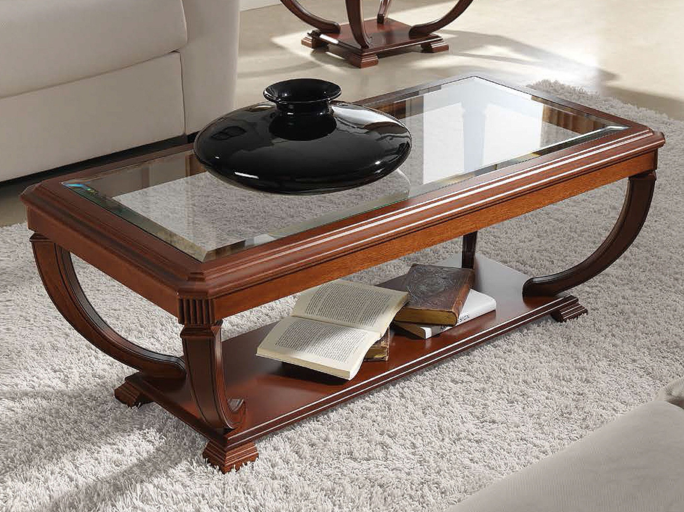 Estila Luxusní rustikální obdélníkový konferenční stolek RUSTICA prosklený