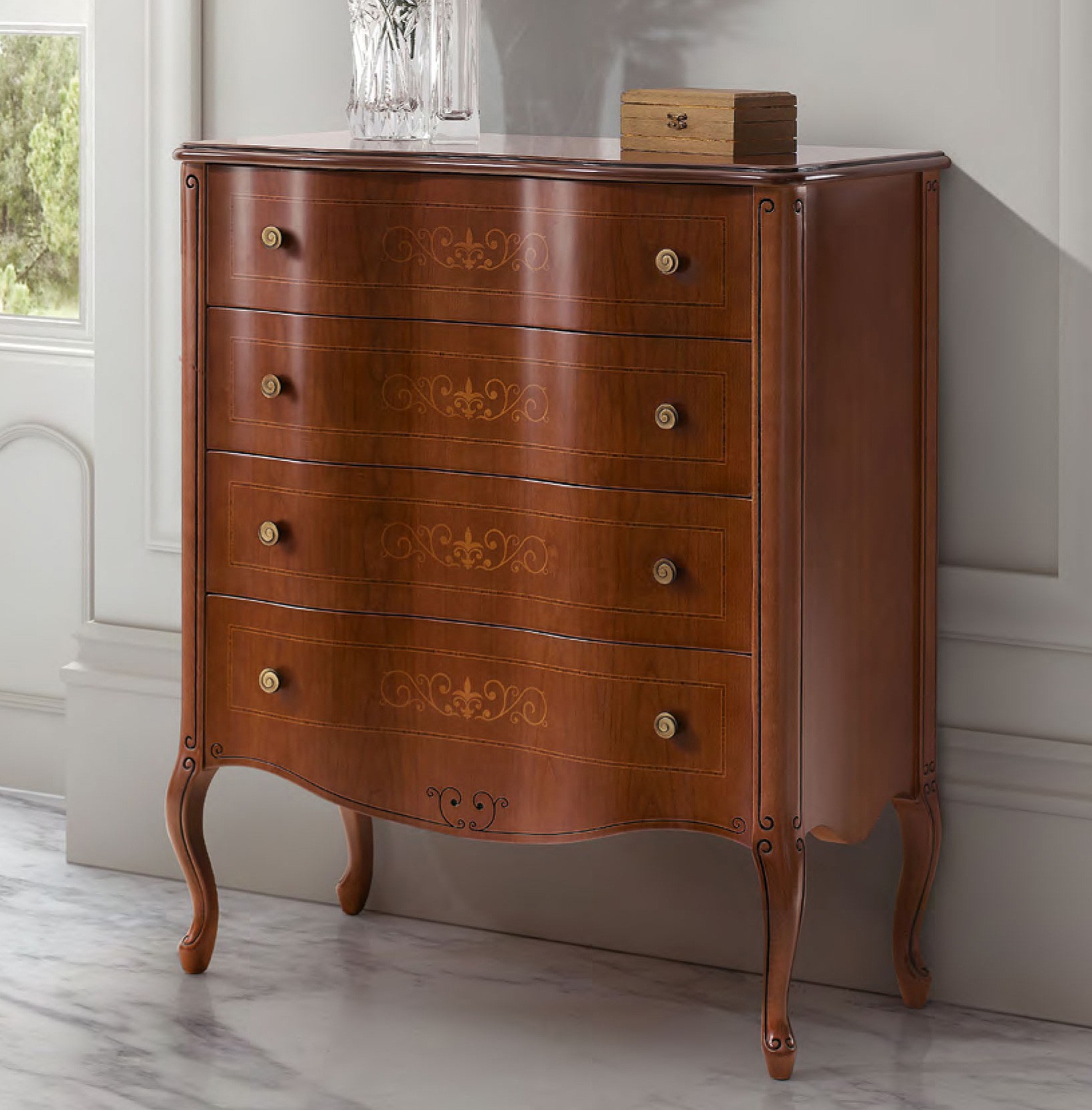 Estila Luxusní rustikální komoda RUSTICA vyřezávaná klasický styl 74cm