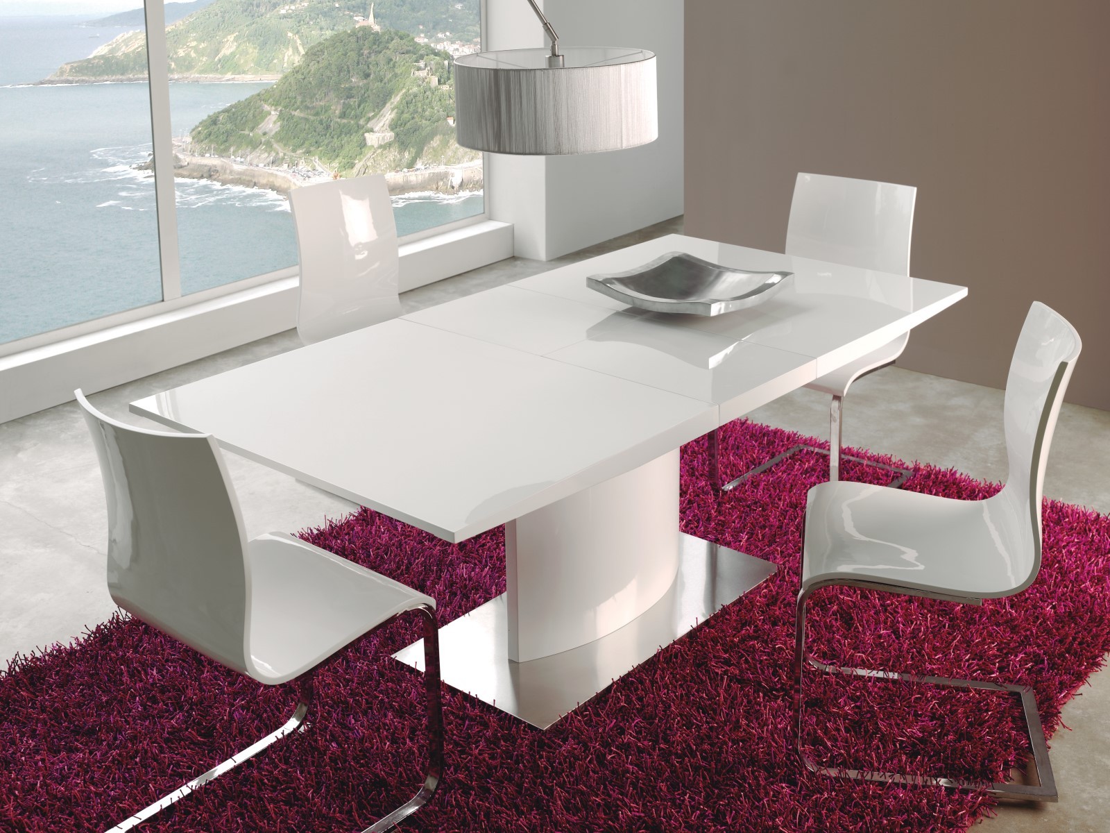 Estila Moderní obdélníkový rozkládací jídelní stůl Edge v lesklém bílém provedení 160(200)cm