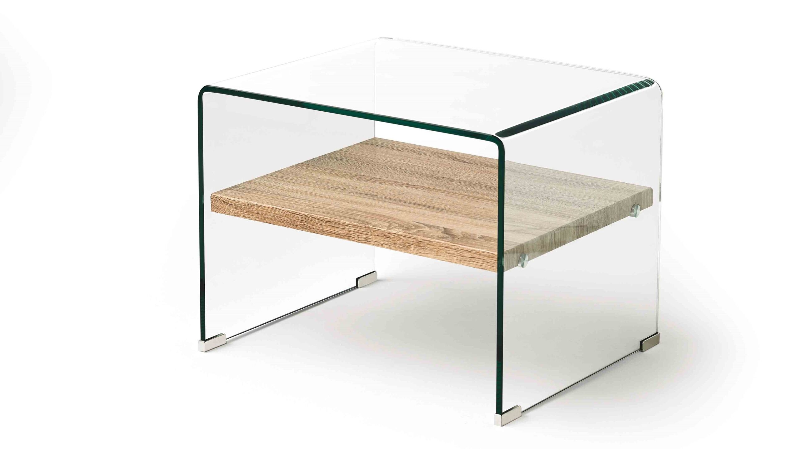 Levně Estila Skleněný moderní příruční stolek Alize 63cm
