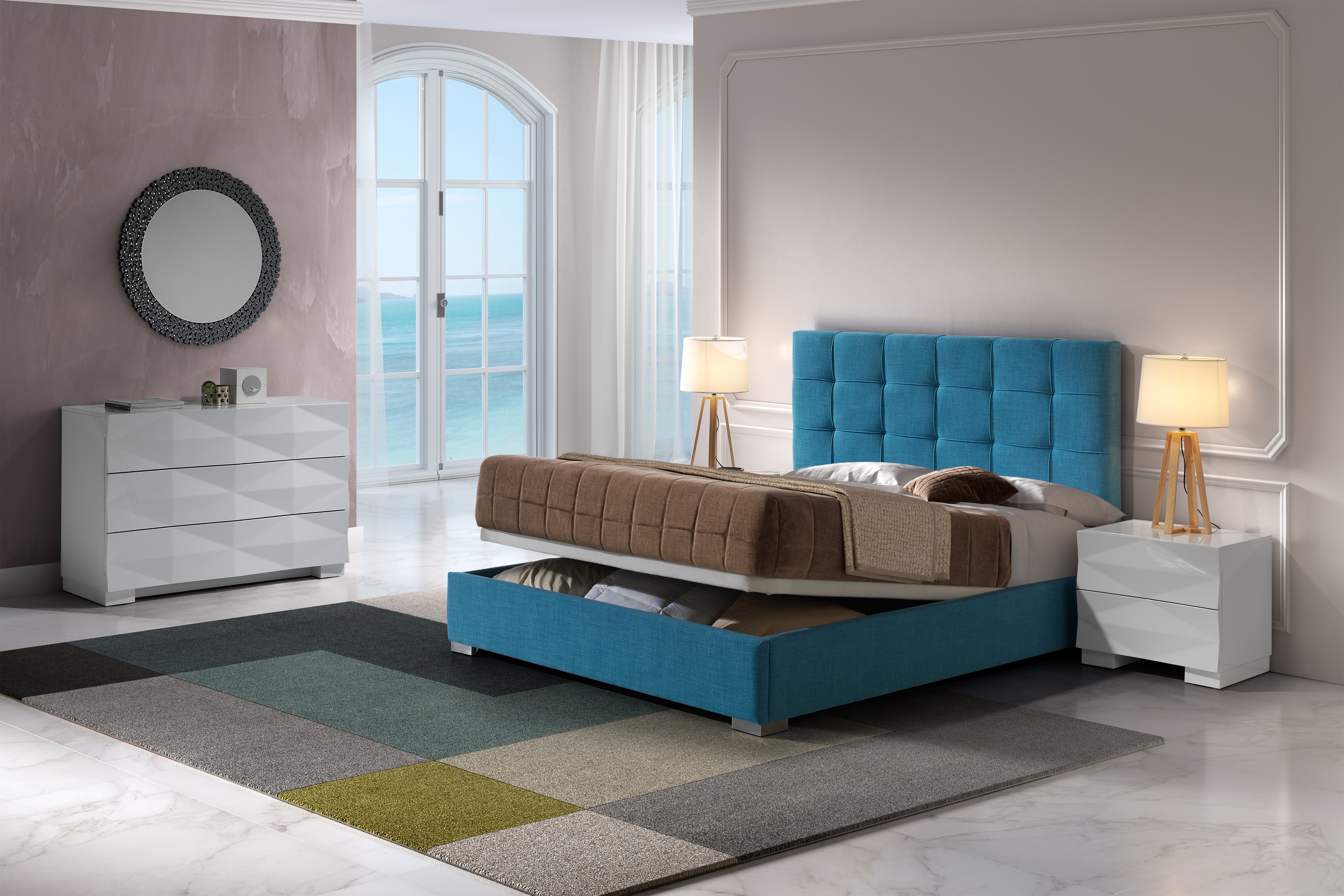 Levně Estila Moderní čalouněná postel Carla s úložným prostorem 90-180cm
