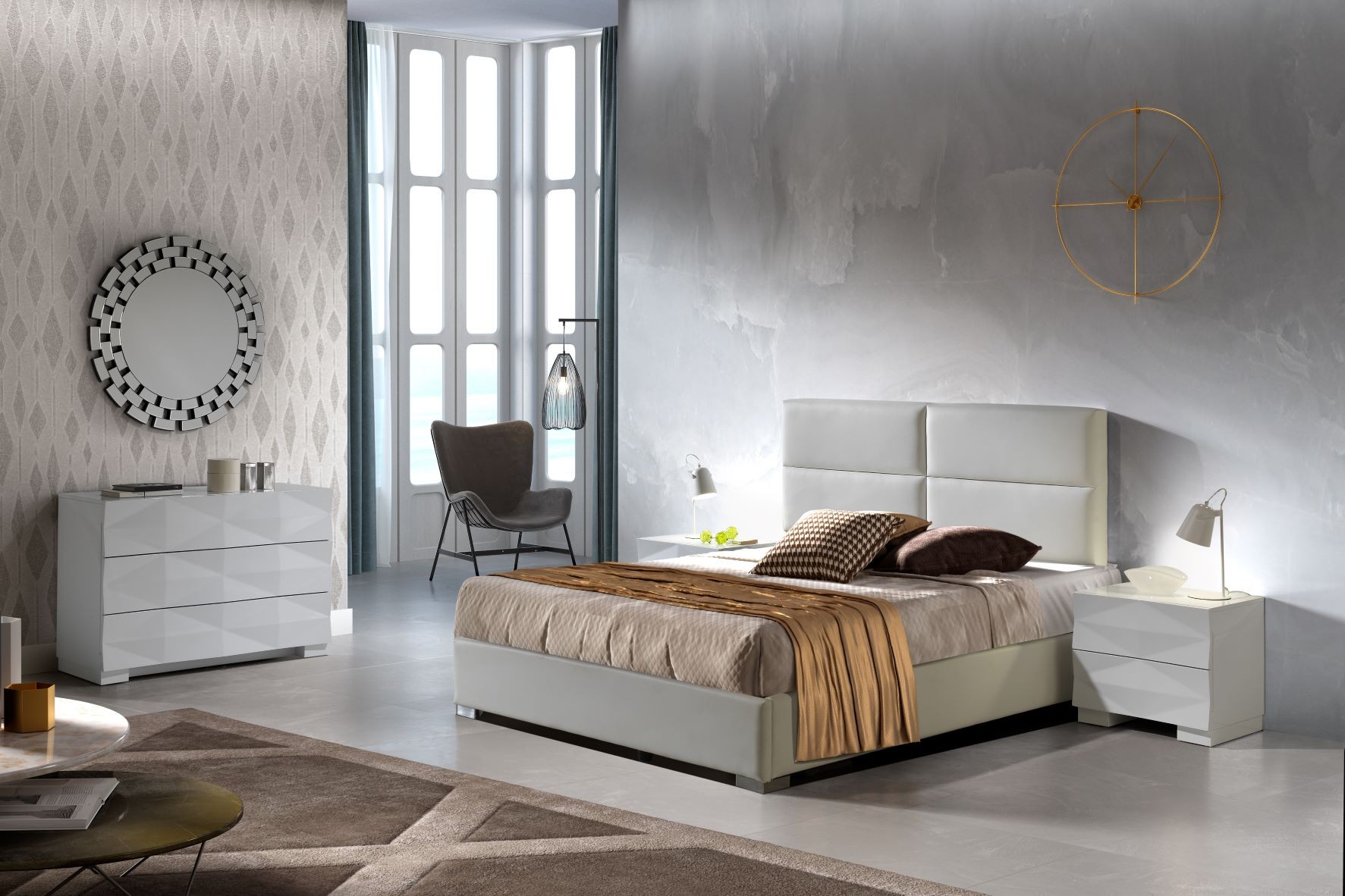 Estila Moderní manželská postel Sara s čalouněním z ekokůže s elegantním prošíváním 140-180