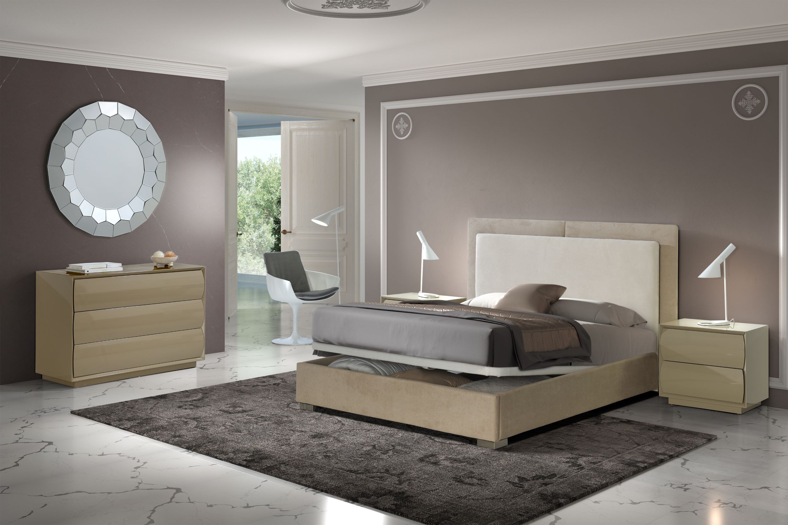 Estila Luxusní čalouněná manželská postel Telma s úložným prostorem 150-180cm