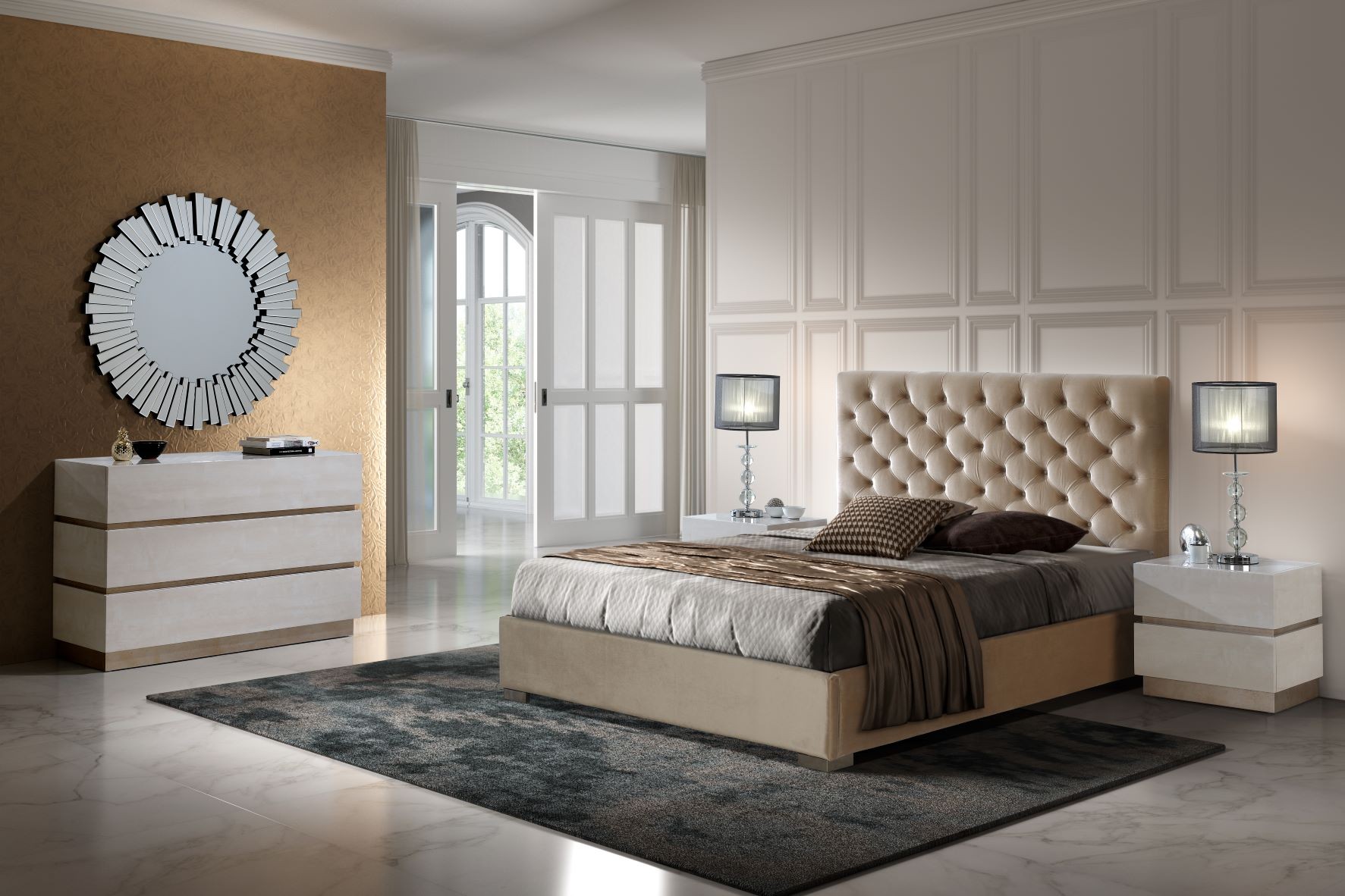 Estila Moderní čalouněná postel Gala s nadčasovým chesterfield prošíváním 140-180cm